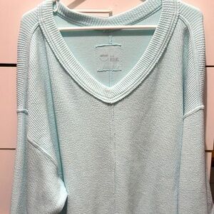 Aerie Wonder Textured V-Neck Sweater Sweatshirt